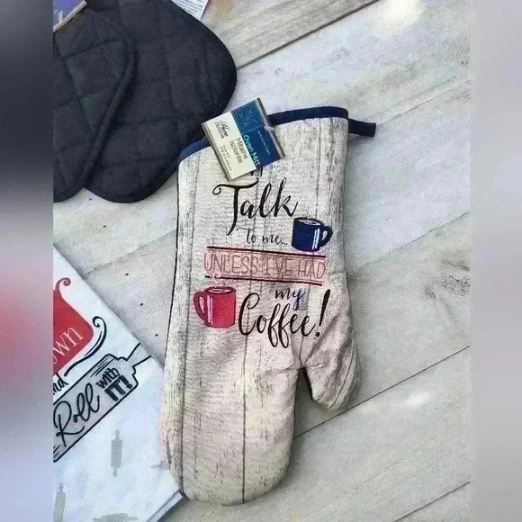 Home Collection Coffee And Cooking Oven Mitt And Kitchen Towel Decorative NWT - Picture 2 of 5